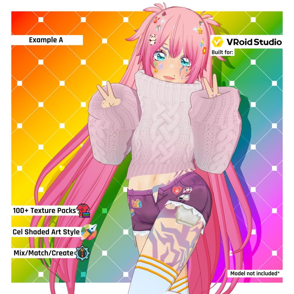【VRoid】 Indie Creator Starter Kit | VRoid vTubers Texture Vault | Head to Toe Item Pack