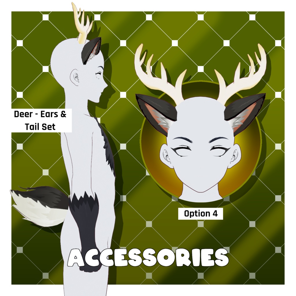 鹿セット - 耳・尻尾・ファーボディスーツ - 動物アクセサリー | VRoidテクスチャパック 【VRoid】 Deer Pack - Ears & Tails, & Fur Body Suit - Animal Accessories | Vroid Textures Pack