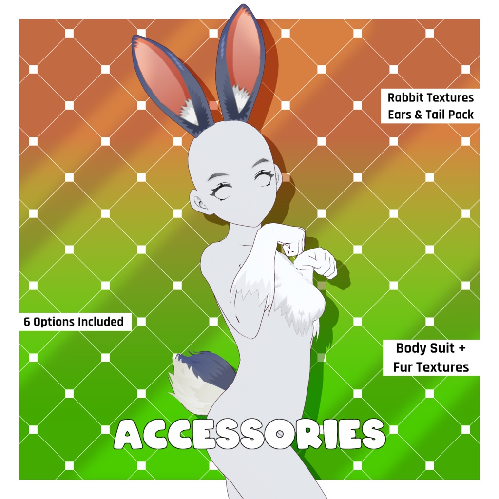 アニマルアクセサリー・セット ― ヘアテクスチャ、耳・尻尾、動物アクセサリー&ファーボディスーツ | VRoidテクスチャパック 【VRoid】 Animals Accessories Bundle - Hair Texture, Ears & Tails, Animal Accessories & Fur Body Suit | Vroid Textures Pack