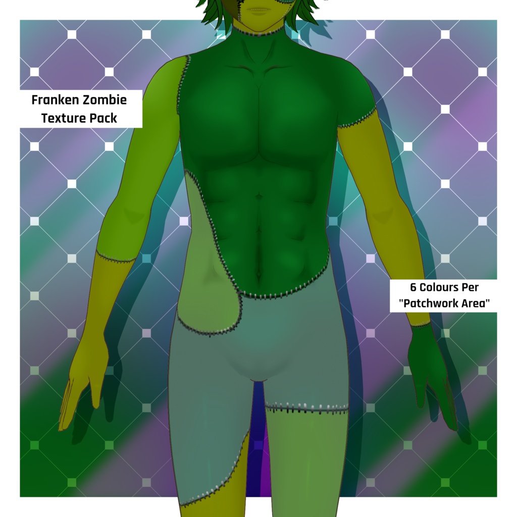 フランケン・ゾンビ | 男性 - アニメ風 | VRoidテクスチャパック 【VRoid】 Franken Zombie | Male - Anime Style | Vroid Textures Pack