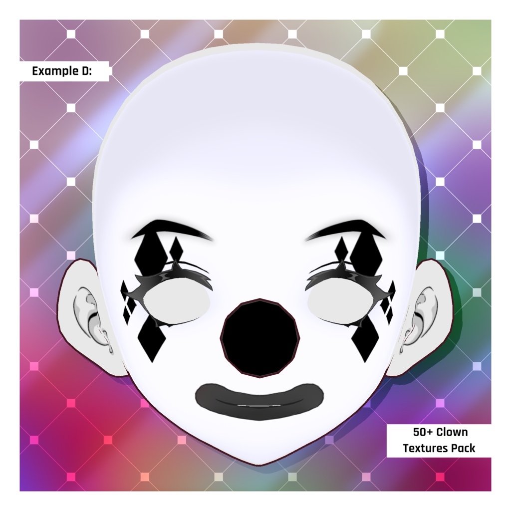 カーニバルのホラーピエロの顔テクスチャ | ハロウィンパック 【VRoid】 Carnival Horror Clown Face Textures | Halloween Pack