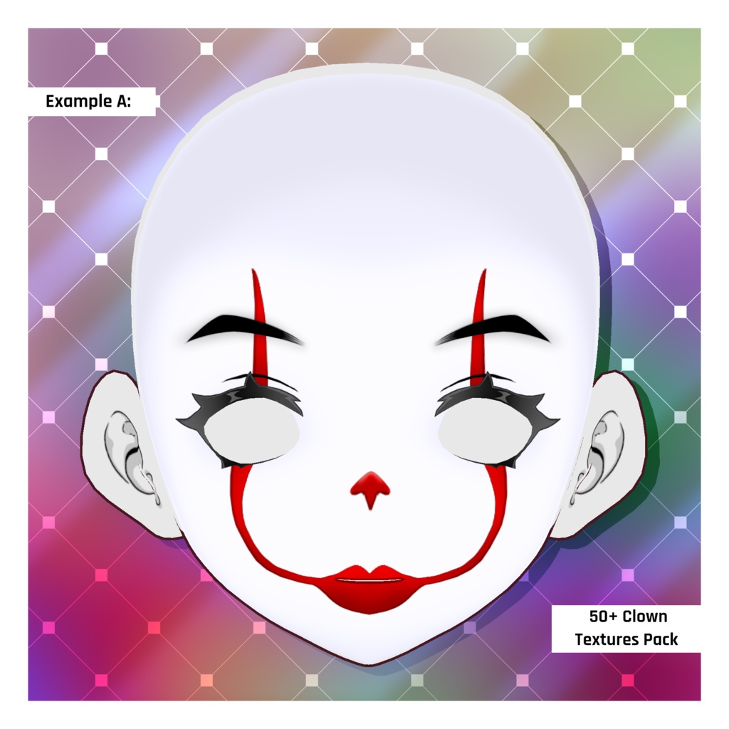 カーニバルのホラーピエロの顔テクスチャ | ハロウィンパック 【VRoid】 Carnival Horror Clown Face Textures | Halloween Pack