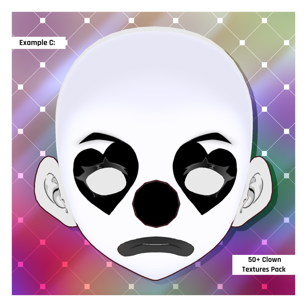 カーニバルのホラーピエロの顔テクスチャ | ハロウィンパック 【VRoid】 Carnival Horror Clown Face Textures | Halloween Pack