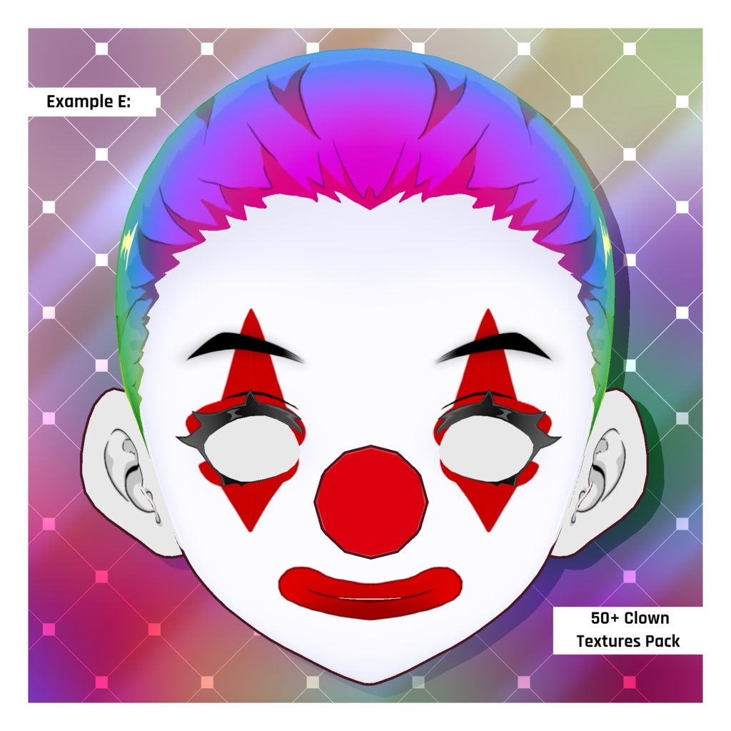 カーニバルのホラーピエロの顔テクスチャ | ハロウィンパック 【VRoid】 Carnival Horror Clown Face Textures | Halloween Pack