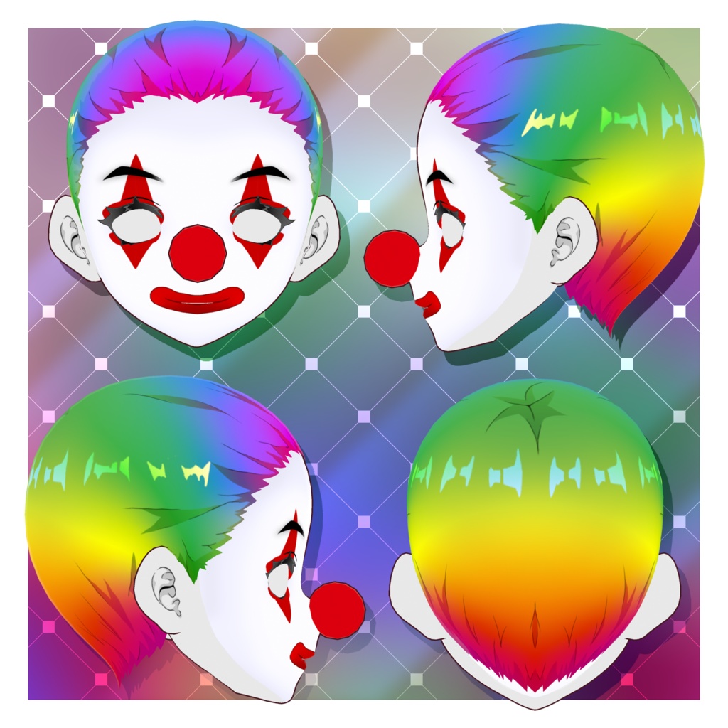 カーニバルのホラーピエロの顔テクスチャ | ハロウィンパック 【VRoid】 Carnival Horror Clown Face Textures | Halloween Pack