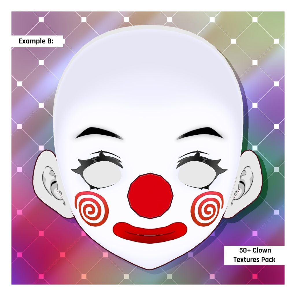 カーニバルのホラーピエロの顔テクスチャ | ハロウィンパック 【VRoid】 Carnival Horror Clown Face Textures | Halloween Pack