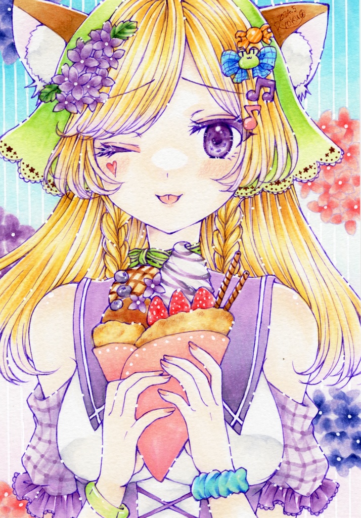 原画【あじさいクレープ】