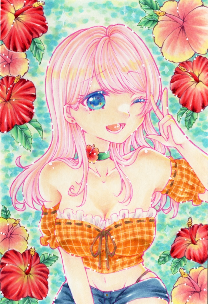 原画【ハイビスカス】