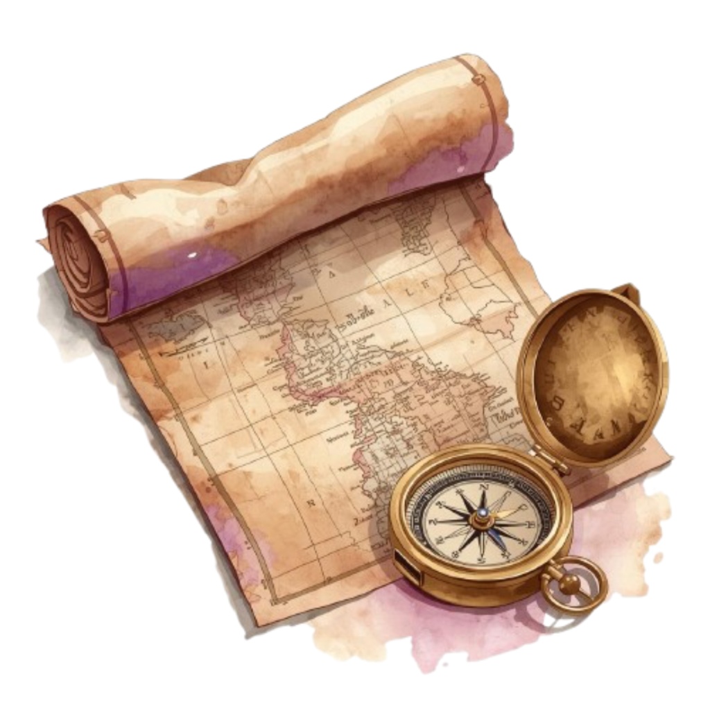 【PNG背景透過】旅するアンティーク💜水彩パープルのクリップアートコレクション(10点)