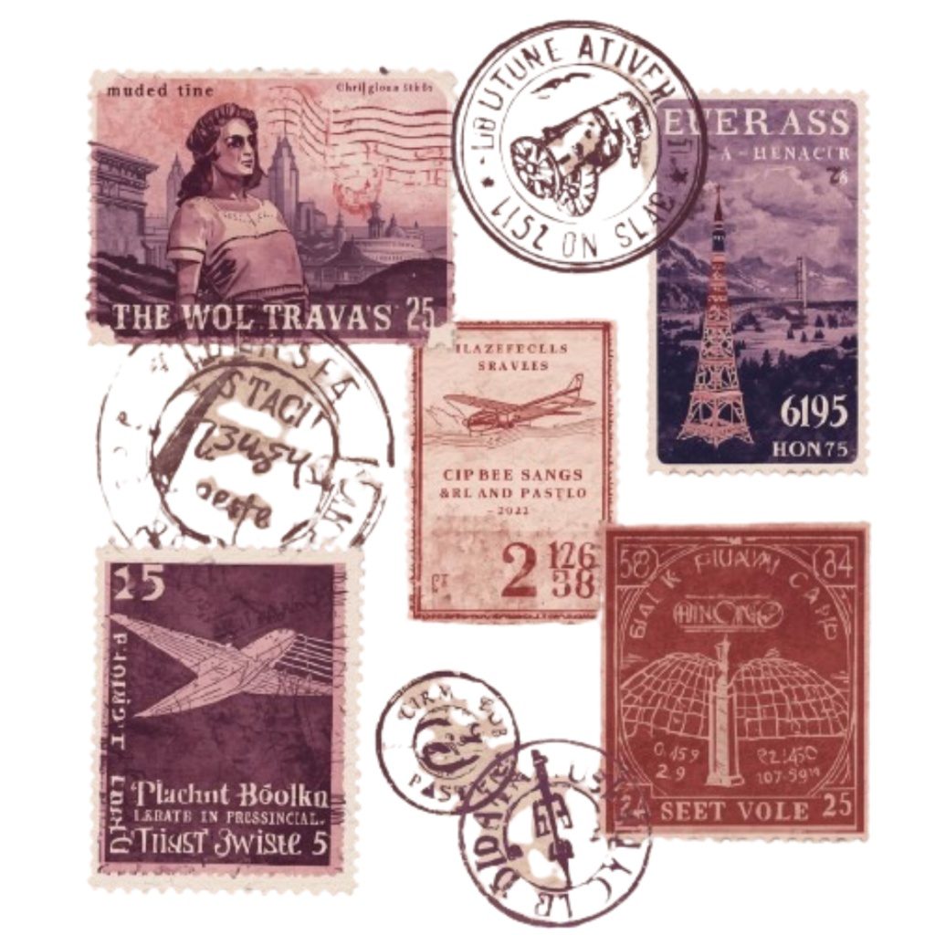 【PNG背景透過】旅するアンティーク💜水彩パープルのクリップアートコレクション(10点)