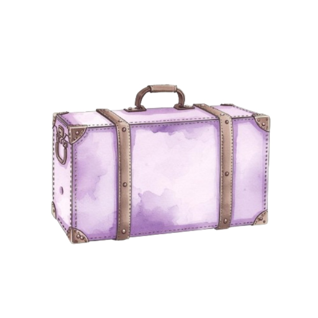 【PNG背景透過】旅するアンティーク💜水彩パープルのクリップアートコレクション(10点)