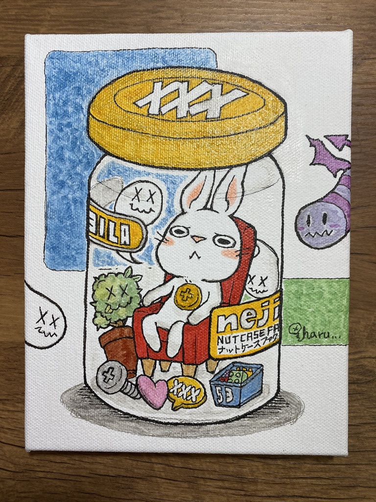 アナの部屋の瓶詰め(ミニキャンバス画)