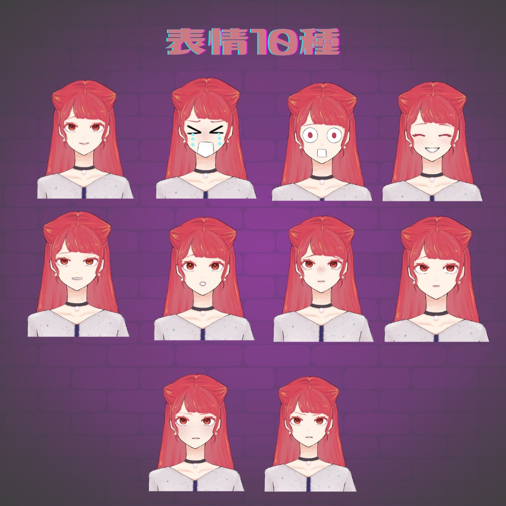 女性キャラクター立ち絵 秋冬服 表情10種