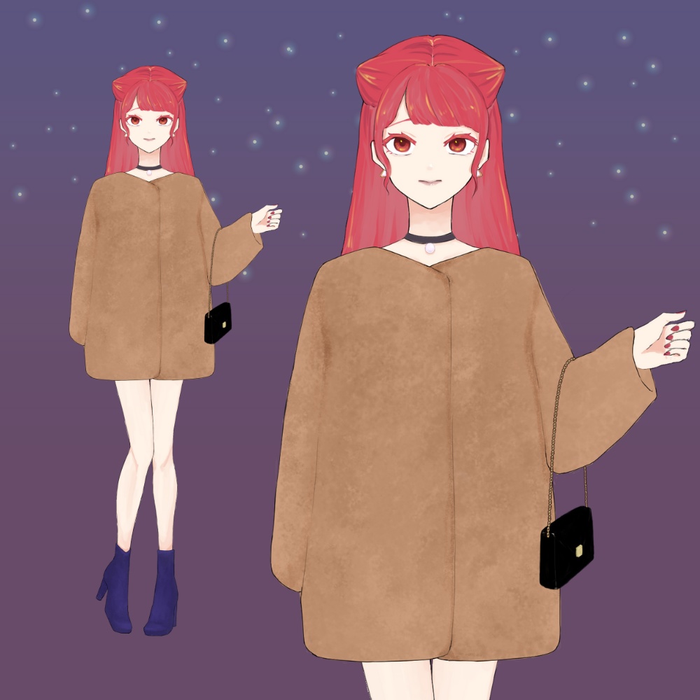 女性キャラクター立ち絵 秋冬服(コート) 表情10種