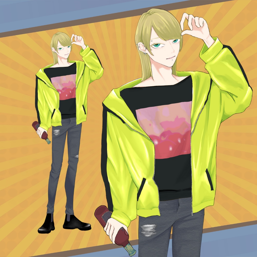 男性キャラクター立ち絵　秋冬服（アウター）　表情10種