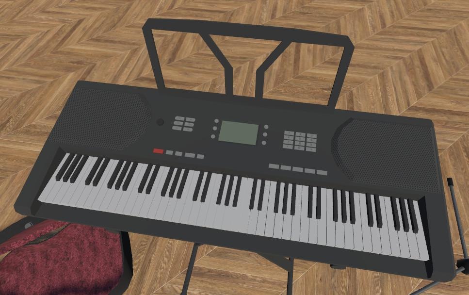 【VRChat向け3Dモデル】 路上ライブセット(マイクスタンド キーボード ギターケース)