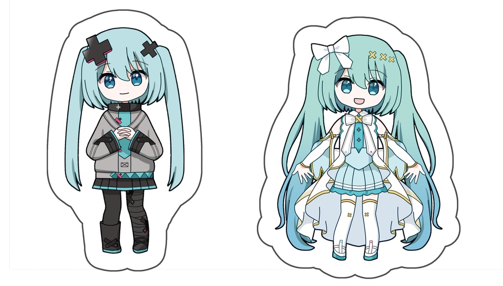 白黒バツミクふわふわキーホルダー