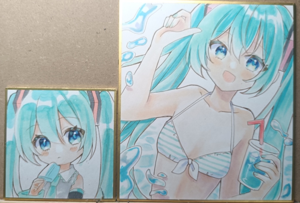 夏のミクちゃん色紙