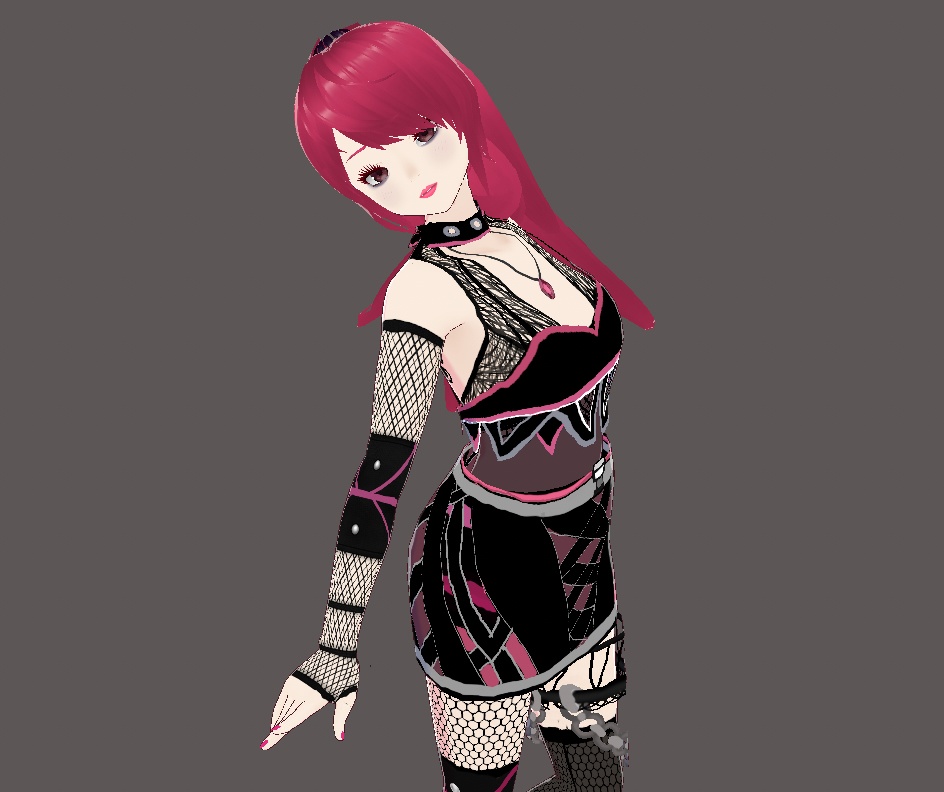 Vroid Cyberpunk Dress w/ Pink Hair [V2]