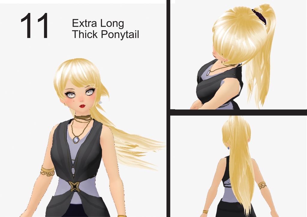 Vroid Long Hair Ponytails & Earrings