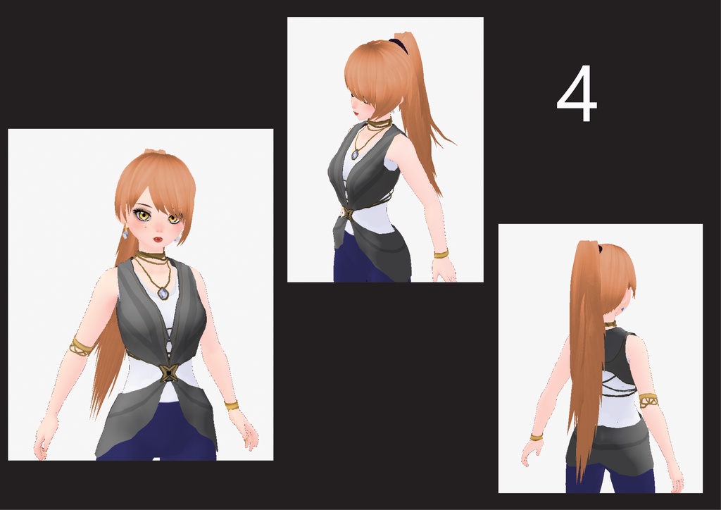 Vroid Long Hair Ponytails & Earrings