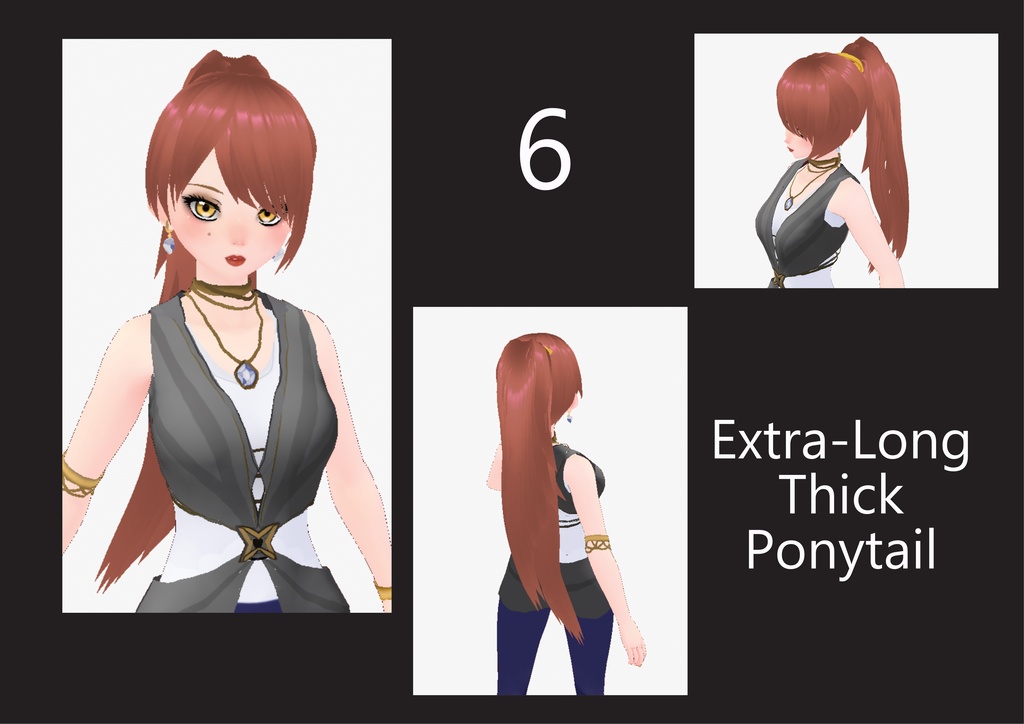 Vroid Long Hair Ponytails & Earrings