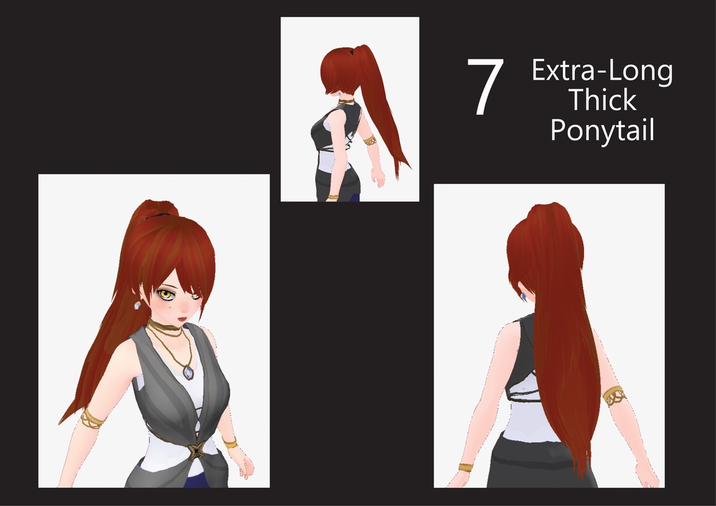 Vroid Long Hair Ponytails & Earrings