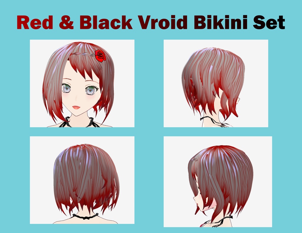 Free Red/Black Vroid Bikini Set