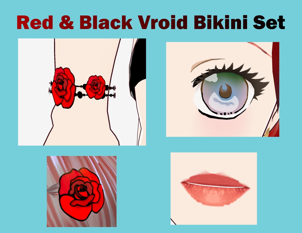 Free Red/Black Vroid Bikini Set