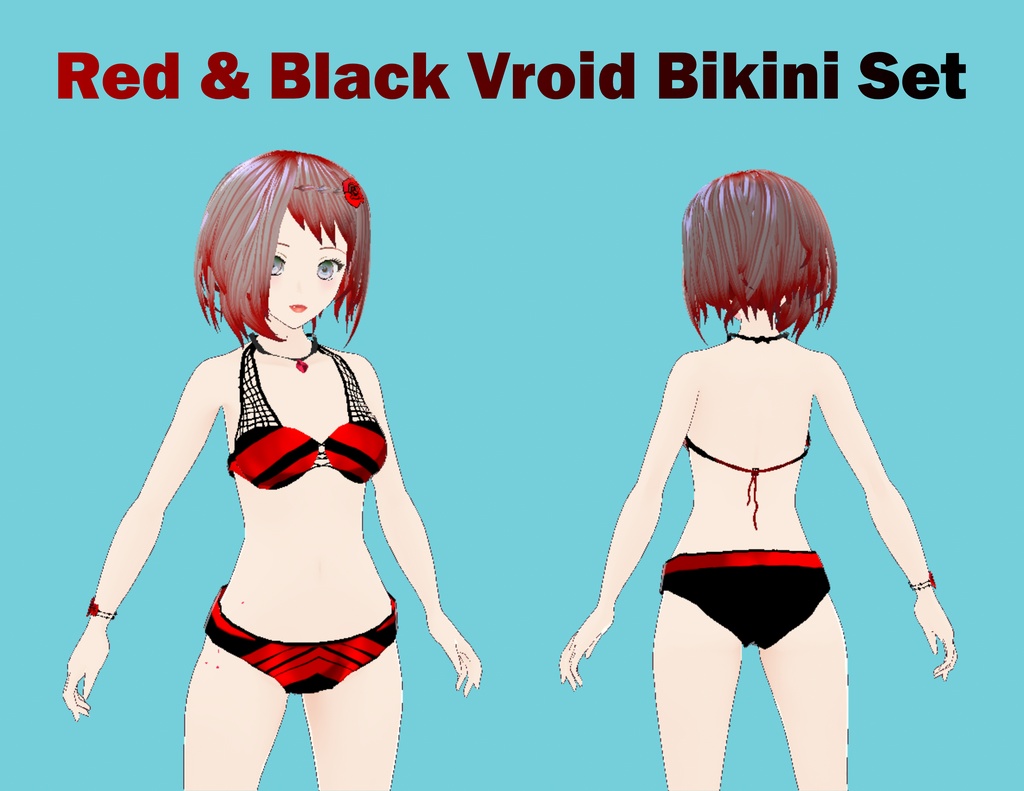 Free Red/Black Vroid Bikini Set