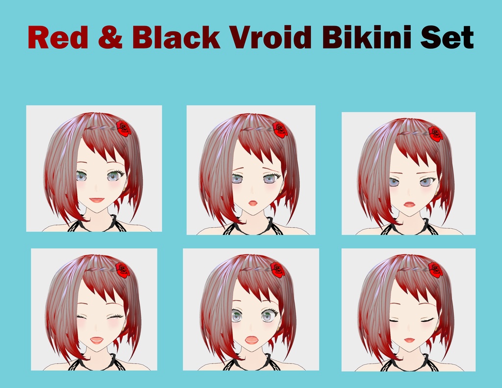 Free Red/Black Vroid Bikini Set