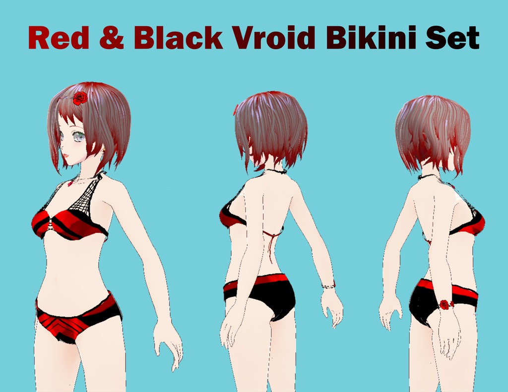 Free Red/Black Vroid Bikini Set