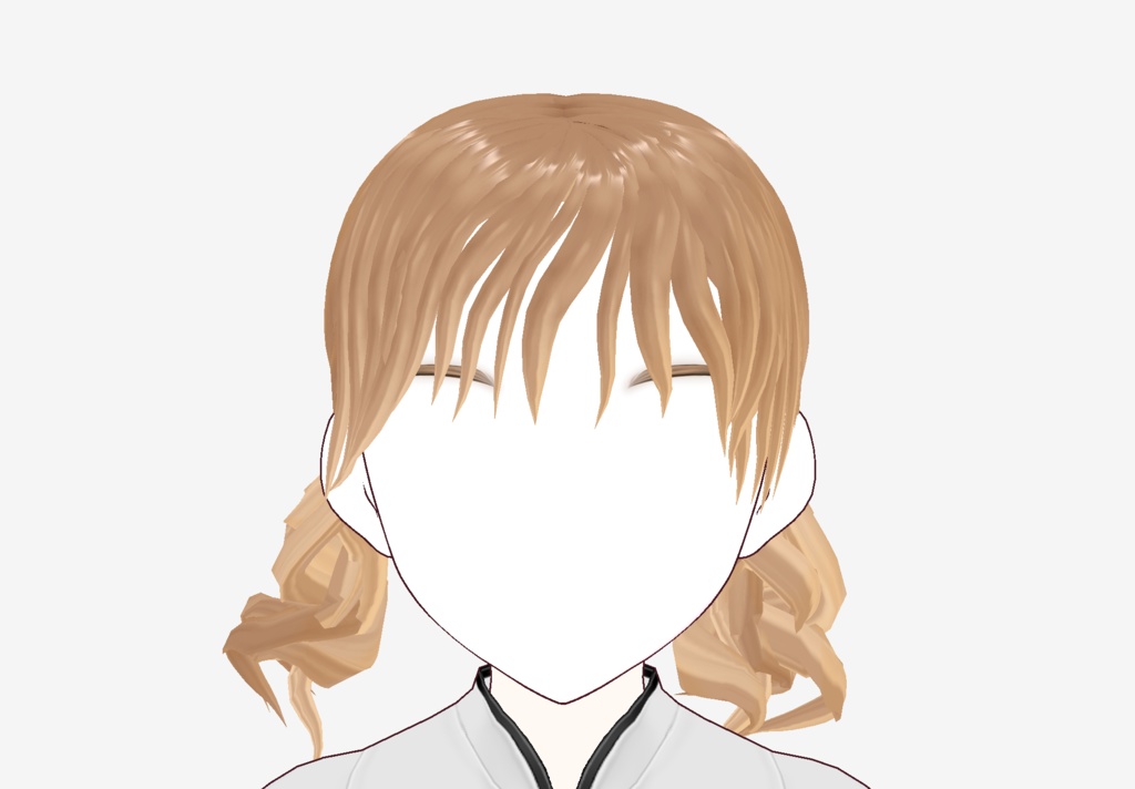 【Free / VRoid】 "Breeze Twintails" - Curly Low Pigtails Custom Hair Item