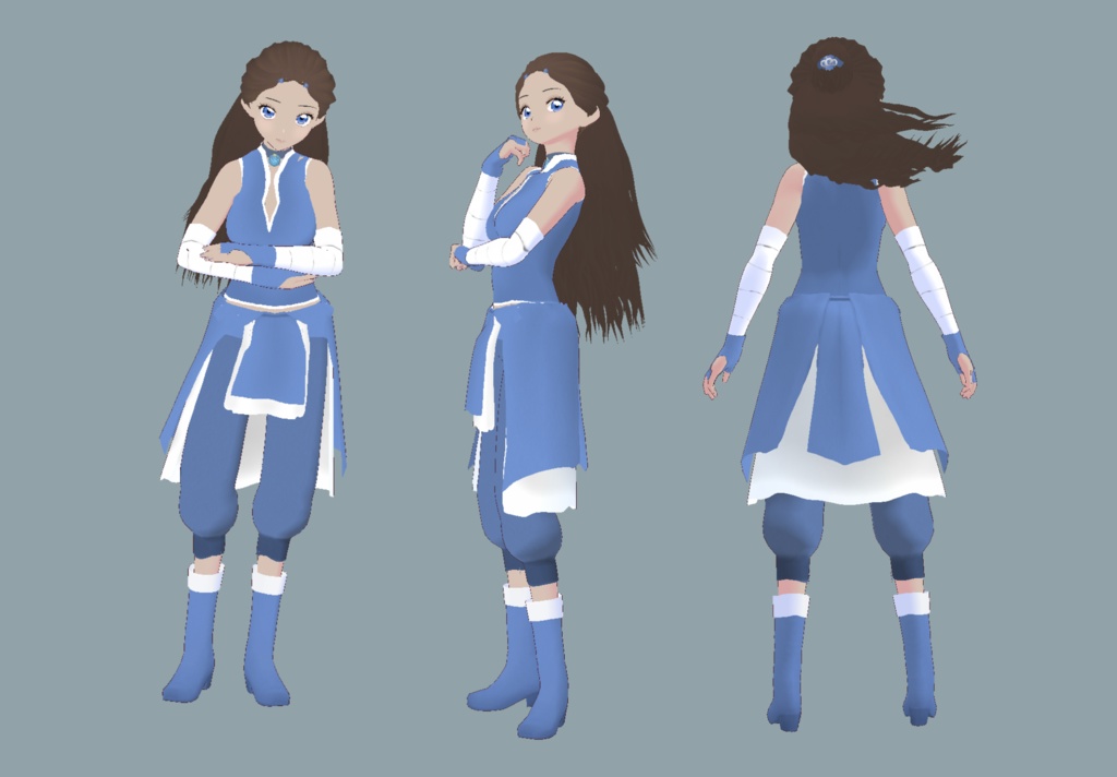 [FREE VRM / Vroid Avatar] Original Fusion Waterbender Avatar (Inspired by Sokka, Katara, & Korra) - Aurelia Boutique - 2/5
