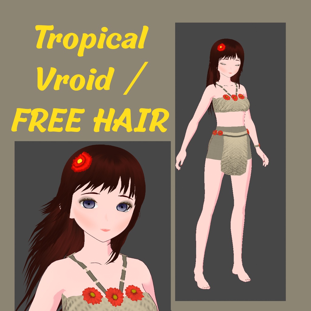 🌺 FREE Tropical Island 【VRoid】 / FREE Ocean Breeze Hair 