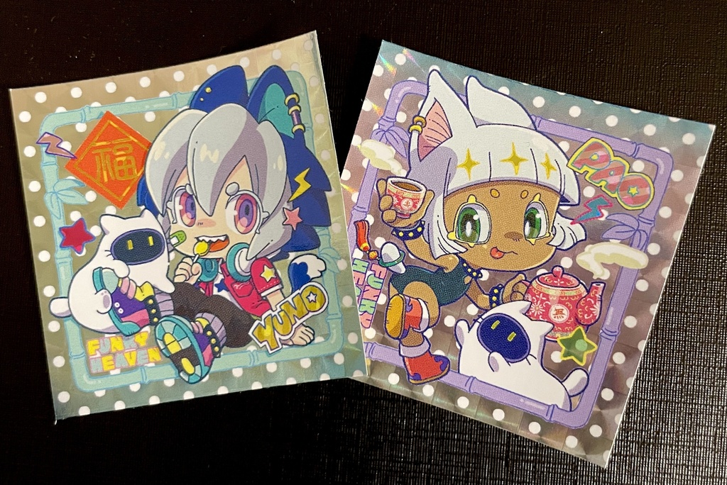 ユノ・パオ2枚セット　自作シール　48mm　角プリズム