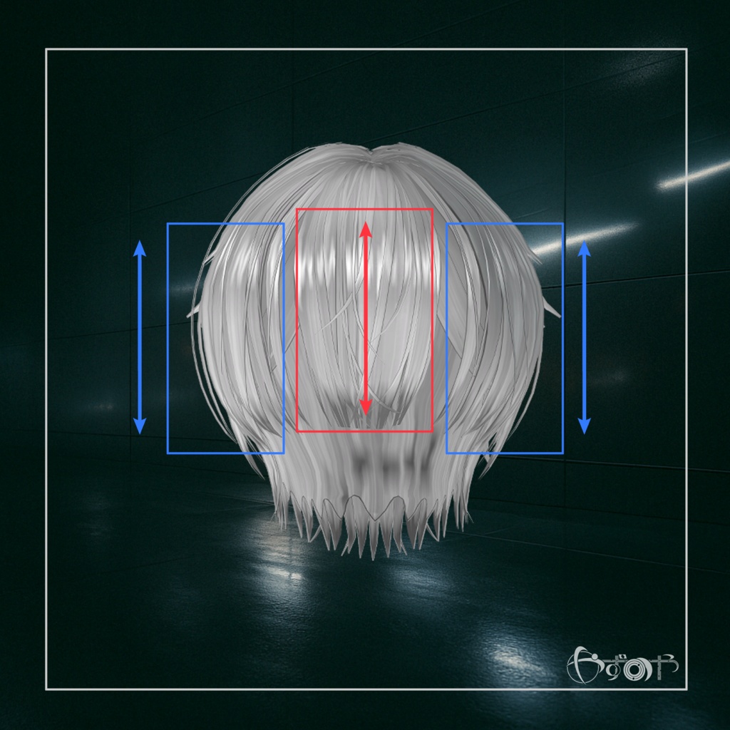 【6アバター対応】Blackout Edge Hair【VRChat】