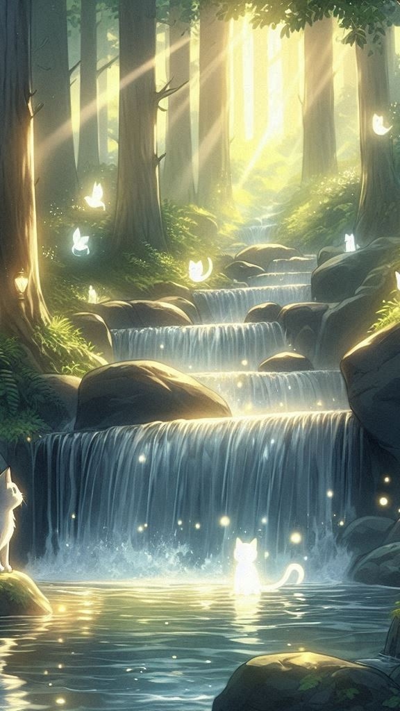 ときどきのやすらぎ - 幻想の森とネコの夢壁紙セット(5枚)