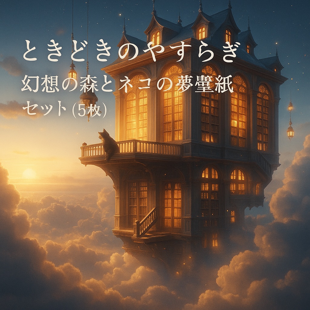 ときどきのやすらぎ - 幻想の森とネコの夢壁紙セット（5枚）