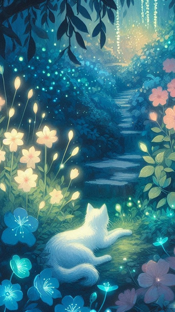 ときどきのやすらぎ - 幻想の森とネコの夢壁紙セット(5枚)