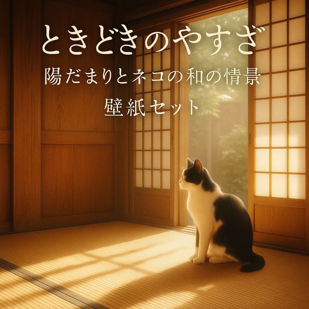 ときどきのやすらぎ｜陽だまりとネコの和の情景 壁紙セット（5枚）