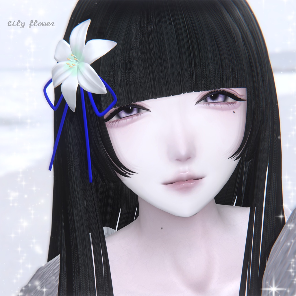 Lily flower 百合の花とリボンのアクセサリー