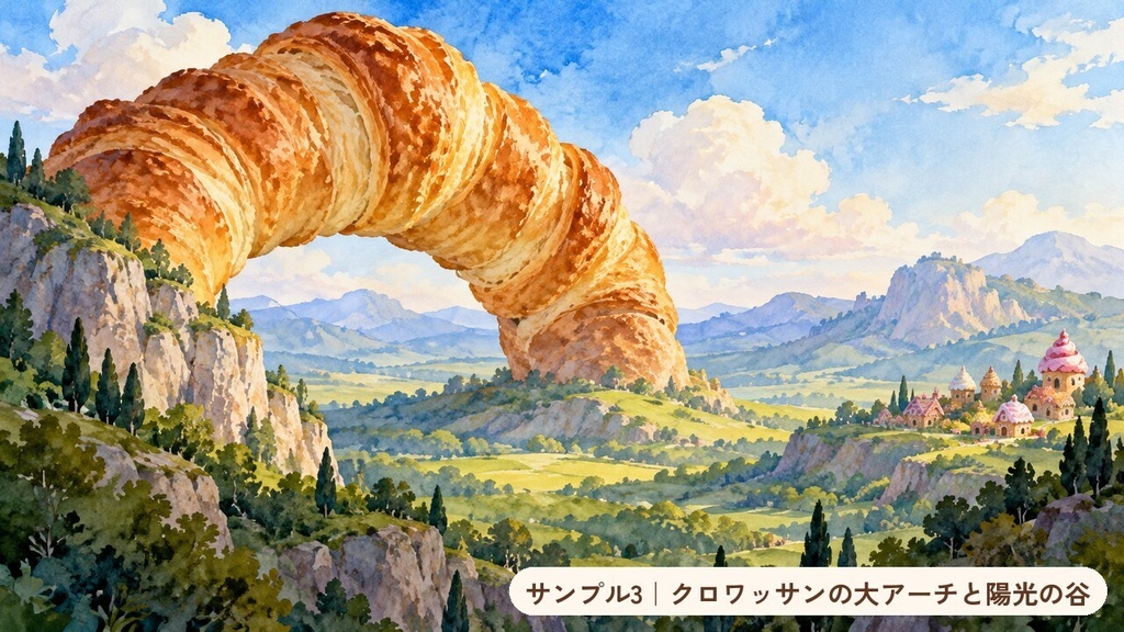 お菓子の世界 背景素材100枚セット|水彩タッチのファンタジー背景|無料サンプル5枚あり