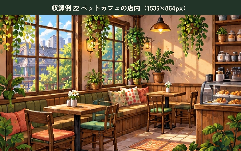 ドット絵の公園・ペット背景50枚|ドッグラン・ペットカフェ・動物病院・四季の公園|ゲーム・配信・動画用|無料サンプルあり
