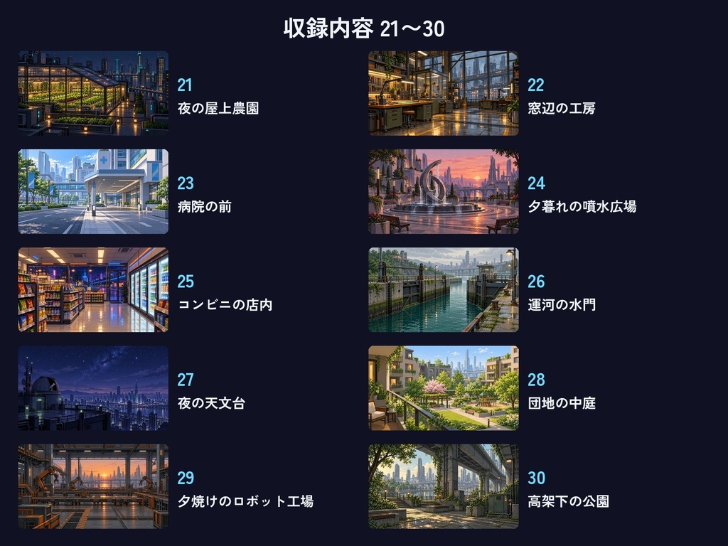 近未来都市の背景50枚|ドット絵・夜の街・駅・屋上・海中トンネル|ゲーム・配信・ノベルゲーム用|無料サンプルあり