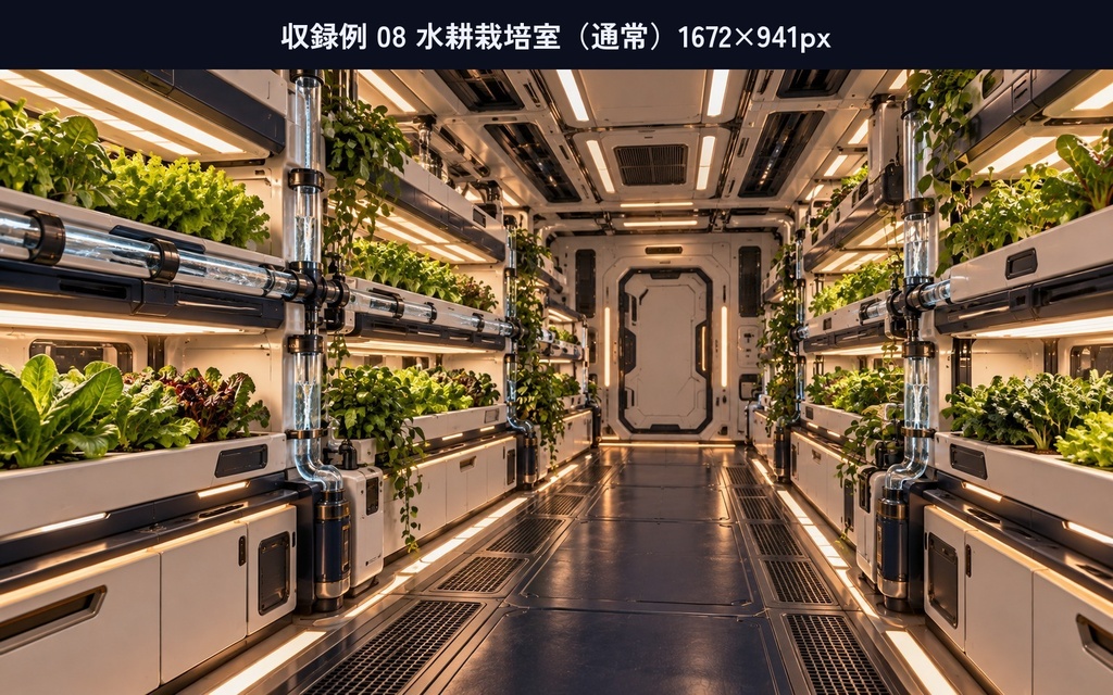 宇宙船の部屋の背景100枚|20部屋×5種類の明かり(通常・夜・警報・停電・惑星接近)|SF・ゲーム・配信用