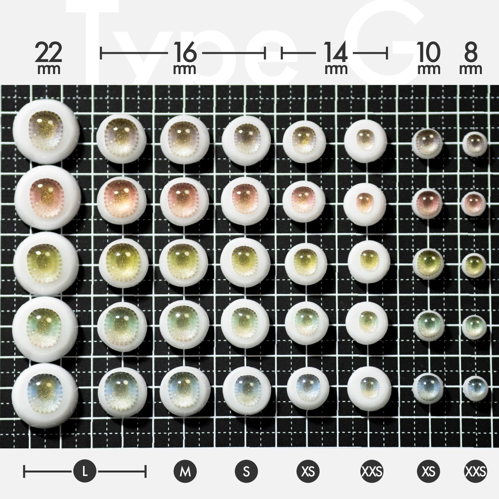 レジンアイType G(22・16・14・10・8mm)ラメ入り