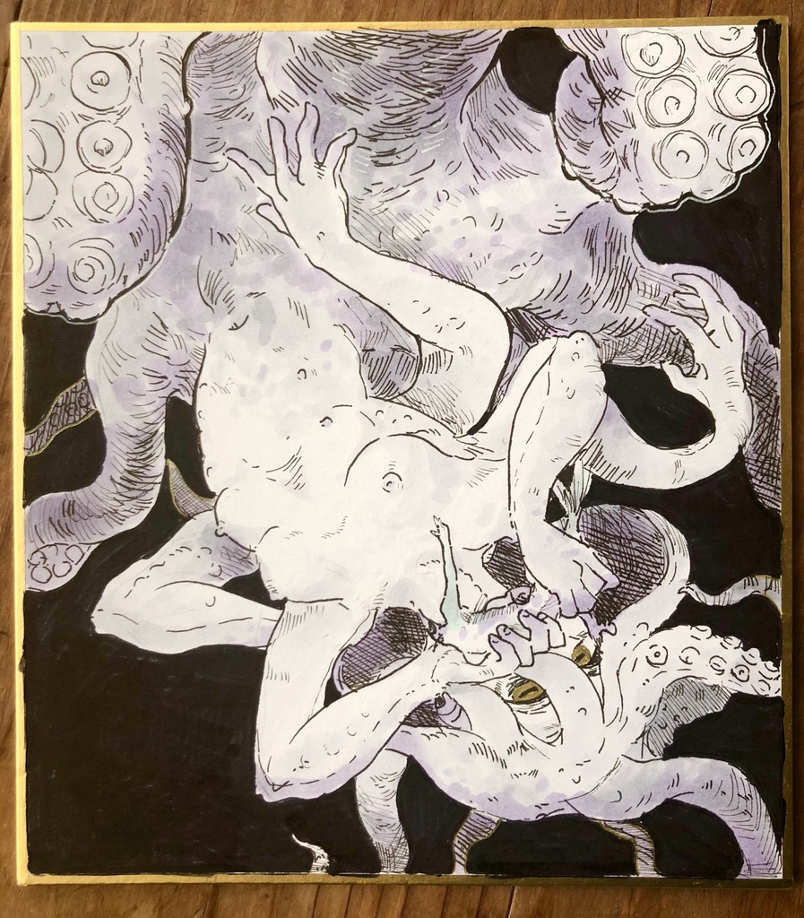 蛸の女の子 ミニ色紙原画