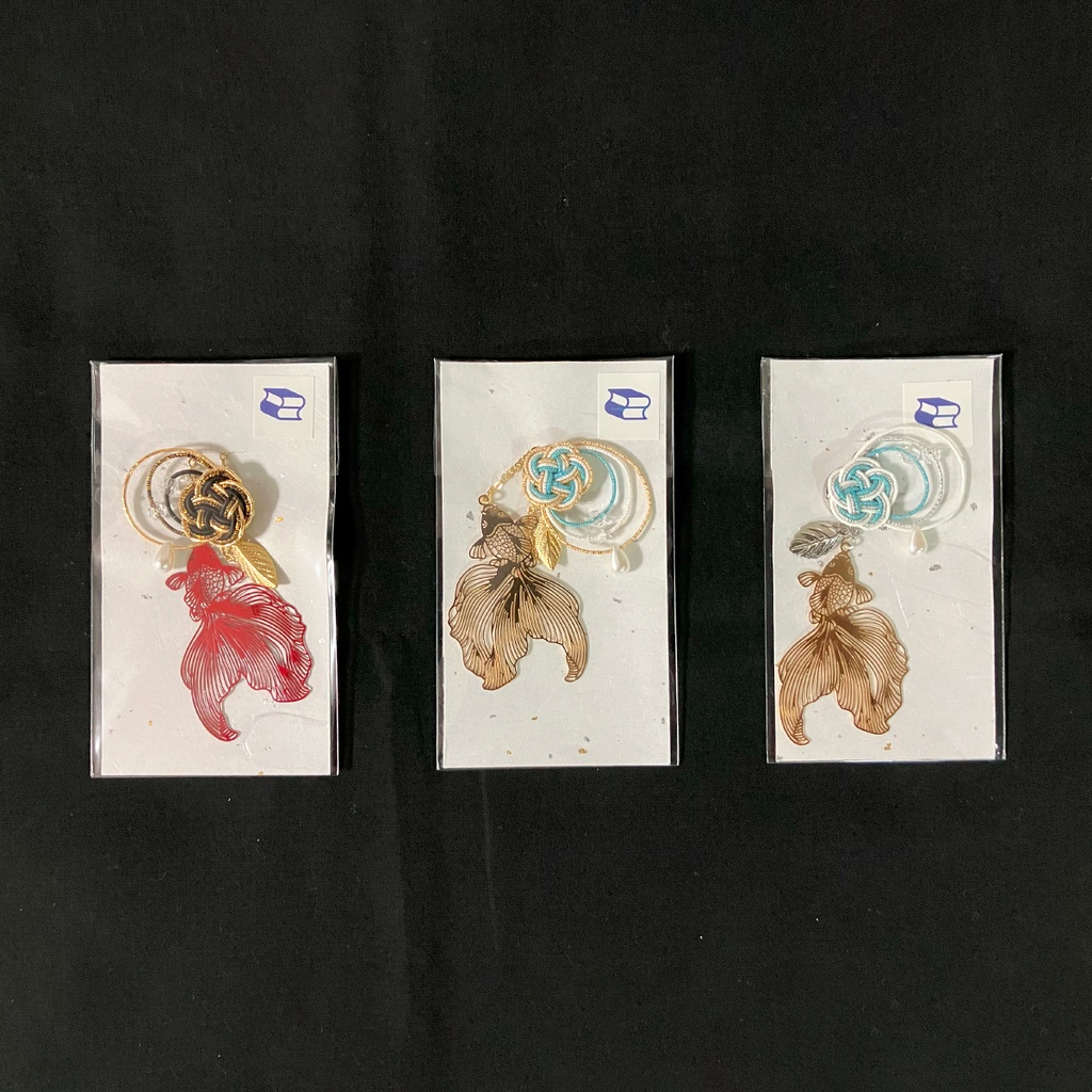 【金属しおり】落花水紋と金魚