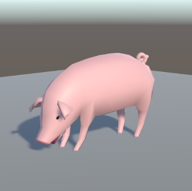 低ポリ豚3Dモデル(歩行・食事アニメーション付き)